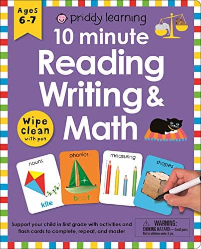 Cover of 10-Minute Reading, Writing, & Math Wipe Clean Workbook with Pen (Priddy Learning)