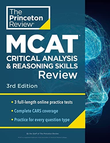 Cover of MCAT Critical Analysis and Reasoning Skills Review: 3 Online Practice Tests (3rd Edition)