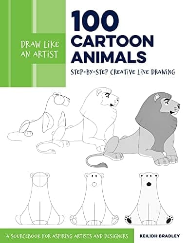 Cover of 100 Cartoon Animals: Step-by-Step Creative Line Drawing (Draw Like An Artist, Bk. 7)