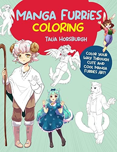 Cover of Manga Furries Coloring: Color Your Way Through Cute and Cool Manga Furries Art