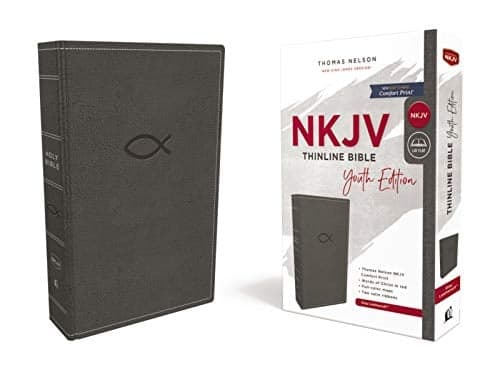 Cover of NKJV Comfort Print Thinline Bible Youth Edition (#8193GRY - Gray Leathersoft)