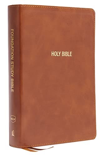 Cover of NKJV, Large Print Foundation Study Bible (Thumb Indexed, #6683BRN - Brown Leathersoft)