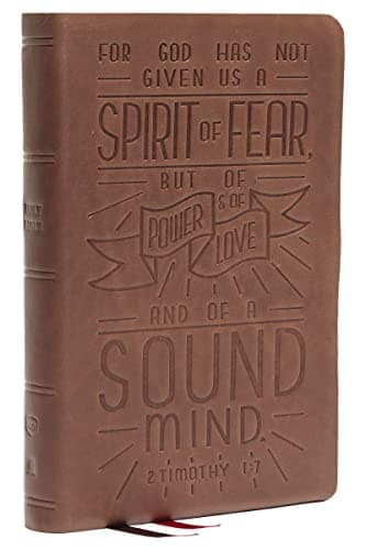 Cover of NKJV, Personal Size Reference Bible, Verse Art Cover Collection (#6936BRN - Dark Brown Rough-Cut Genuine Leather)