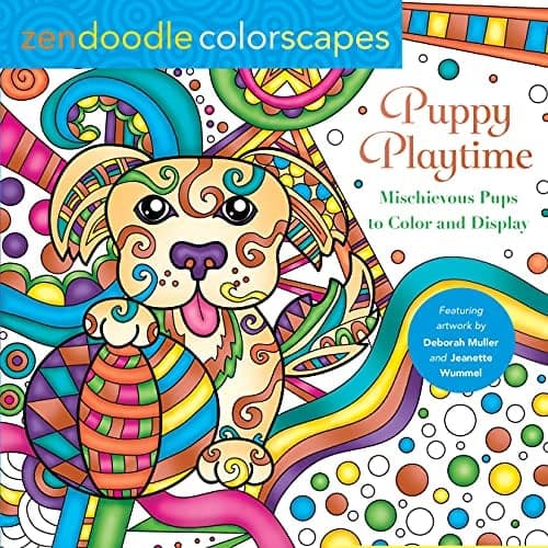 Cover of Puppy Playtime: Mischievous Pups to Color and Display (Zendoodle Colorscapes)
