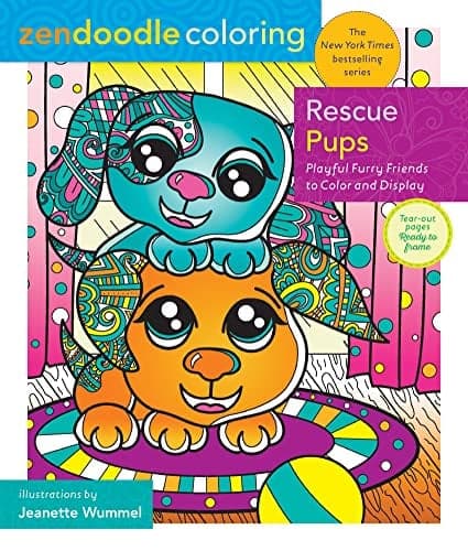 Cover of Rescue Pups: Playful Furry Friends to Color and Display (Zendoodle Coloring)