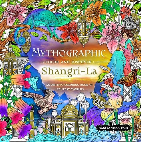 Cover of Mythographic Color and Discover: Shangri-La: An Artist’s Coloring Book of Fantasy Worlds