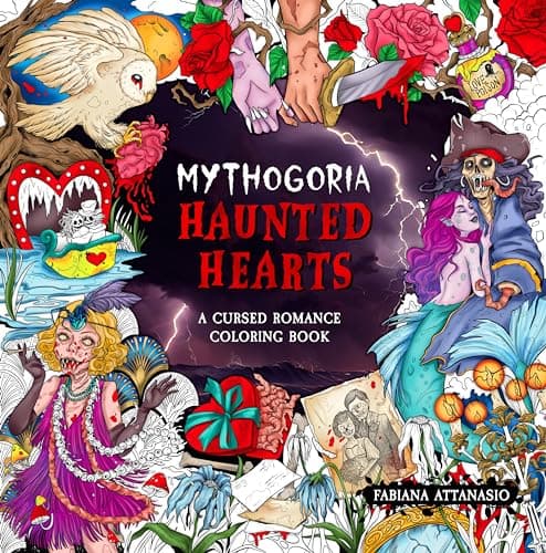 Cover of Haunted Hearts: A Cursed Romance Coloring Book (Mythogoria)