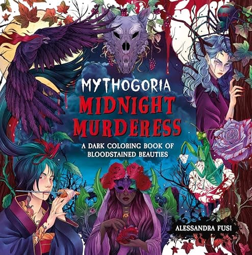 Cover of Midnight Murderess: A Dark Coloring Book of Bloodstained Beauties (Mythogoria)