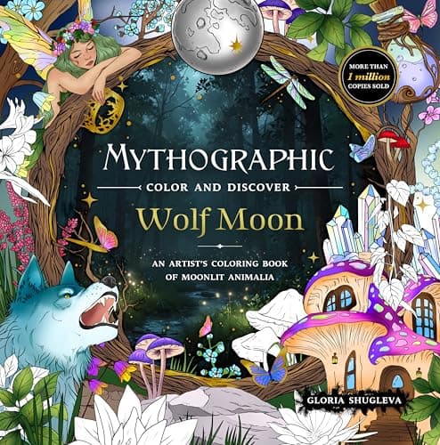 Cover of Wolf Moon: An Artist’s Coloring Book of Moonlit Animalia (Mythographic Color and Discover)