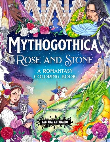 Cover of Rose and Stone: A Romantasy Coloring Book (Mythogothica)