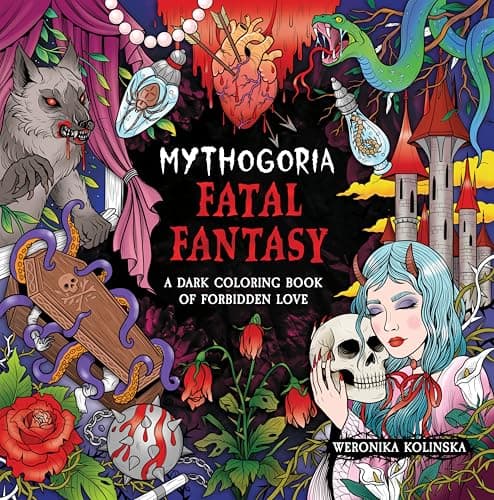 Cover of Fatal Fantasy: A Dark Coloring Book of Forbidden Love (Mythogoria)