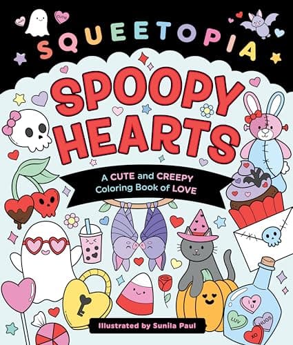 Cover of Spoopy Hearts: A Cute and Creepy Coloring Book of Love (Squeetopia)