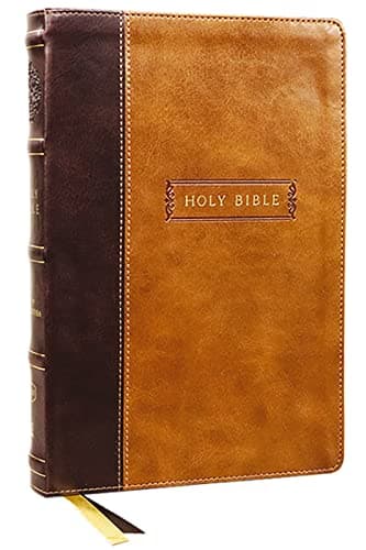 Cover of KJV Center-Column Reference Bible With Apocrypha (Thumb Indexed, #9743BRNI - Brown Leathersoft)