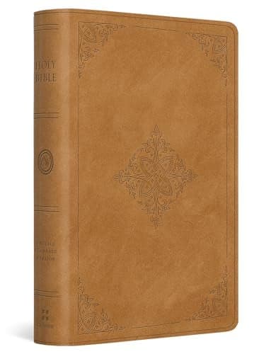 Cover of ESV, Large Print Bible (TruTone, Nubuck Caramel, Fleur-de-lis Design)