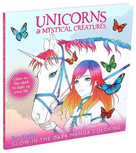 Cover of Unicorns & Mystical Creatures Glow-in-the-Dark Manga Coloring