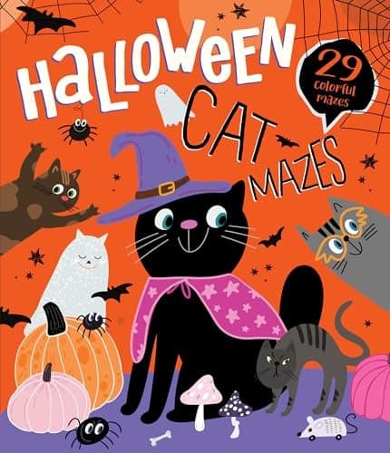 Cover of Halloween Cat Mazes: 29 Colorful Mazes